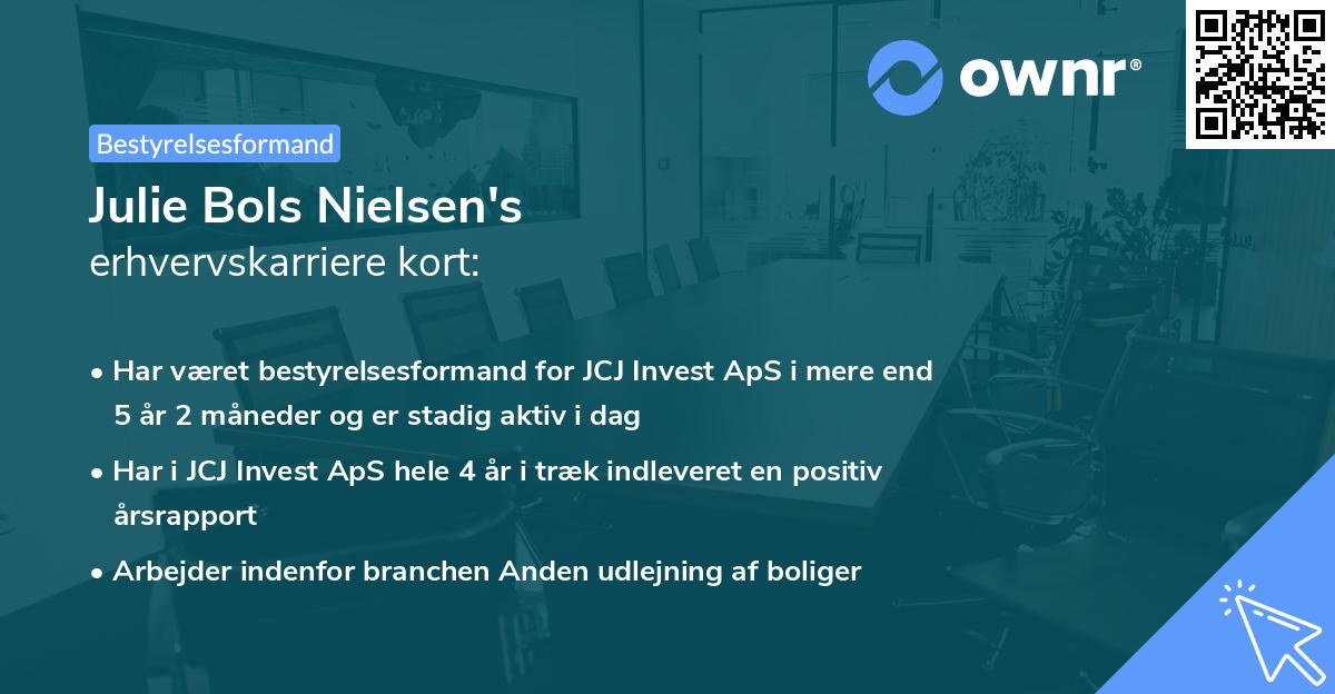 Julie Bols Nielsen's erhvervskarriere kort