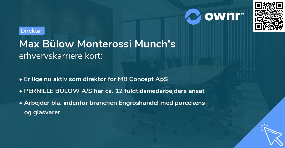 Max Bülow Monterossi Munch's erhvervskarriere kort