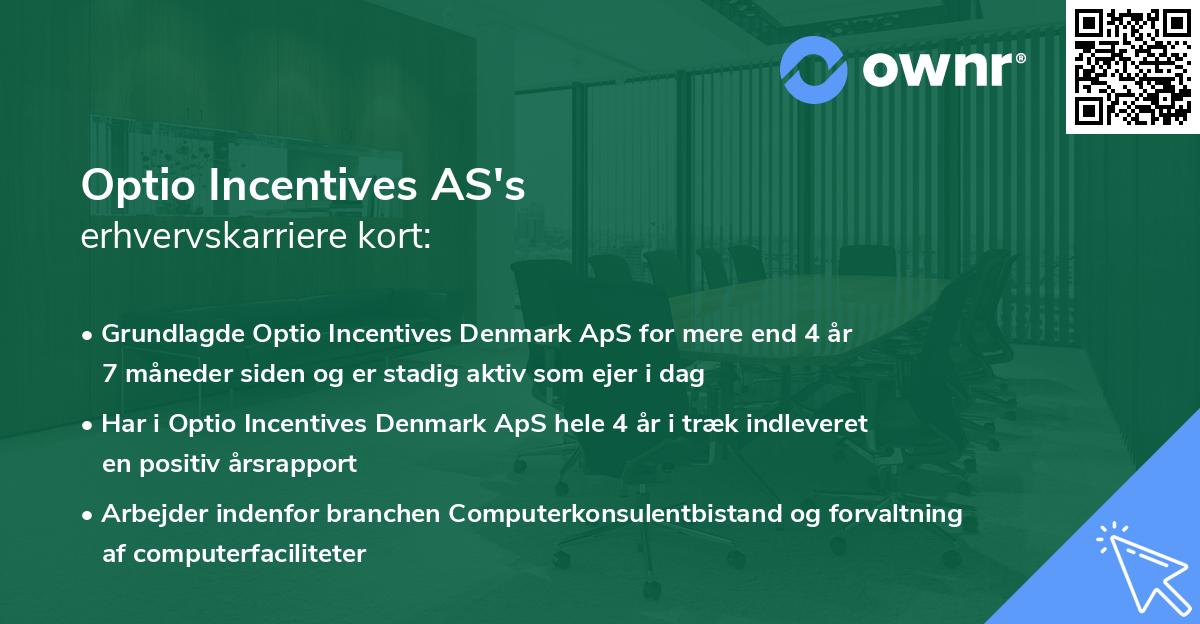 Optio Incentives AS's erhvervskarriere kort