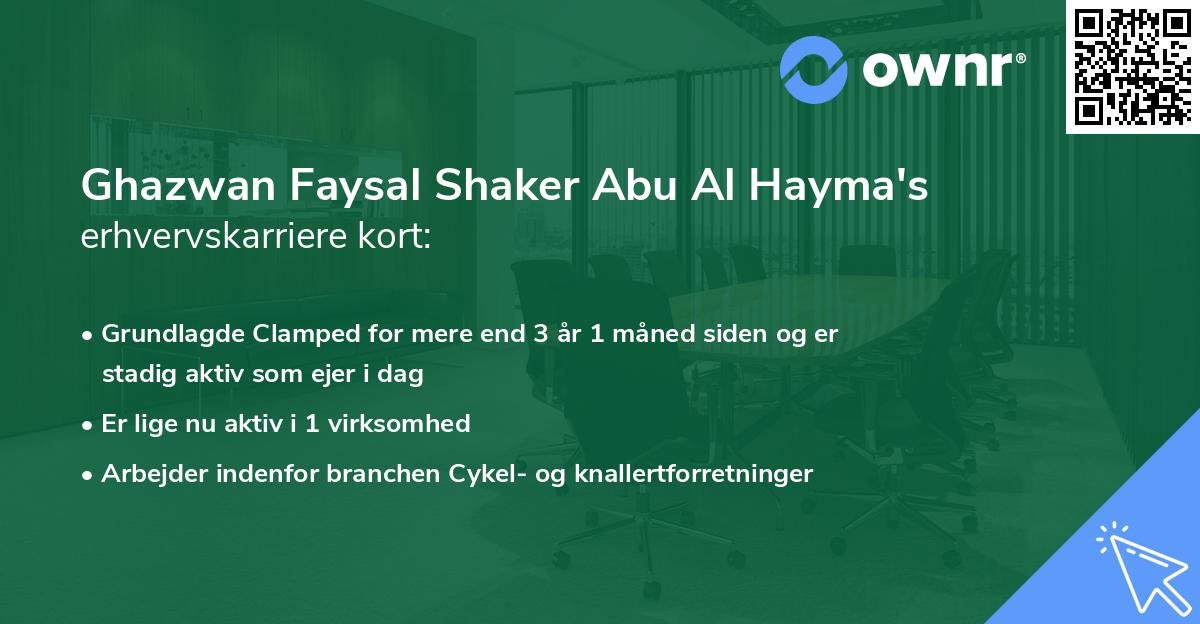 Ghazwan Faysal Shaker Abu Al Hayma's erhvervskarriere kort