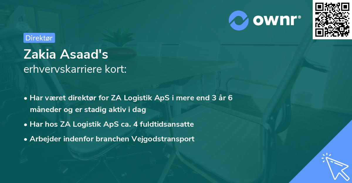 Zakia Asaad's erhvervskarriere kort