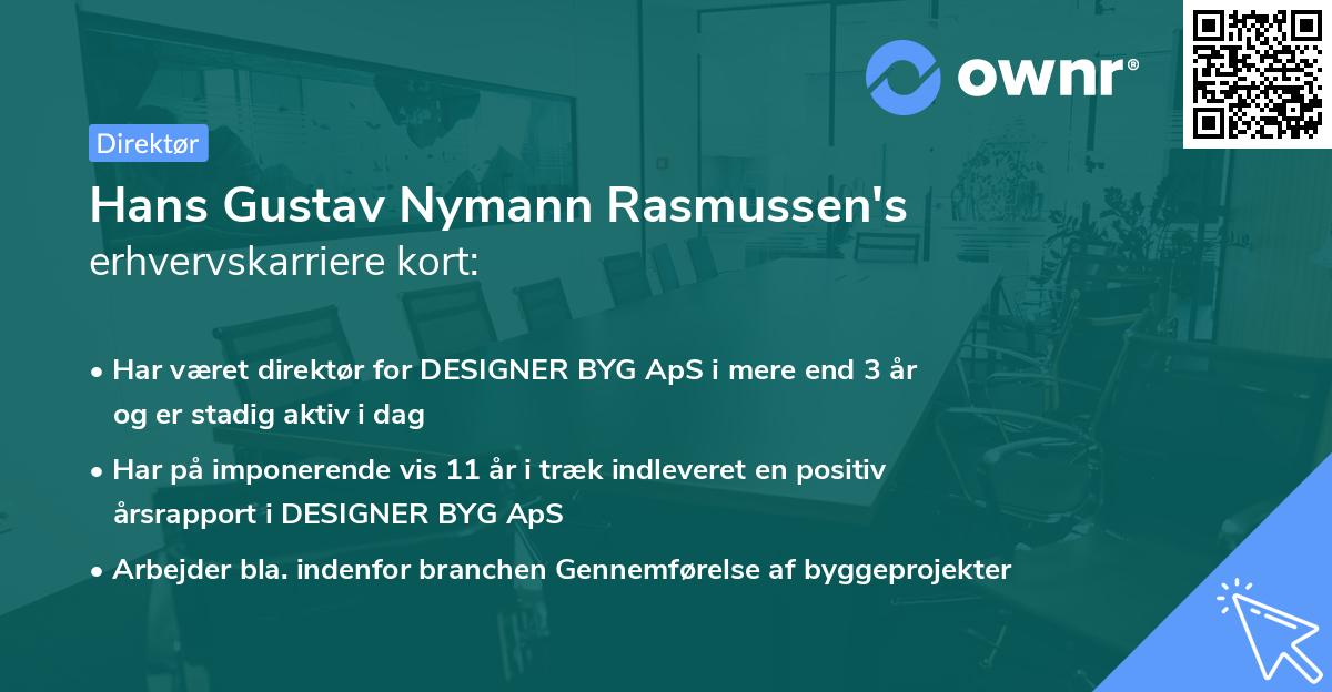 Hans Gustav Nymann Rasmussen's erhvervskarriere kort