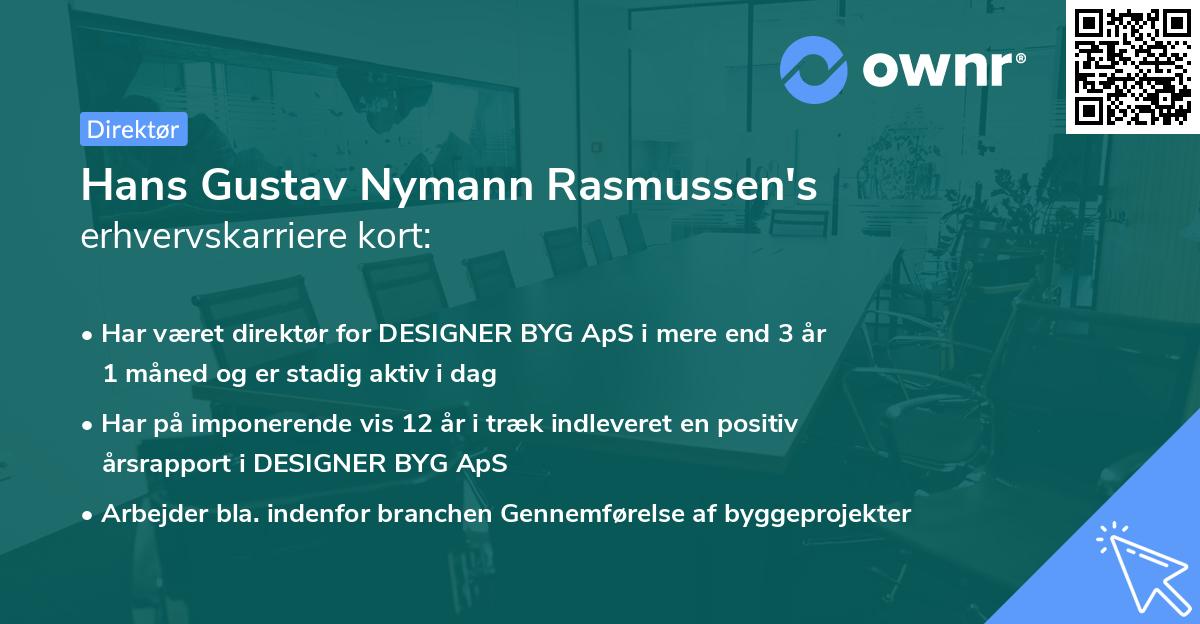 Hans Gustav Nymann Rasmussen's erhvervskarriere kort