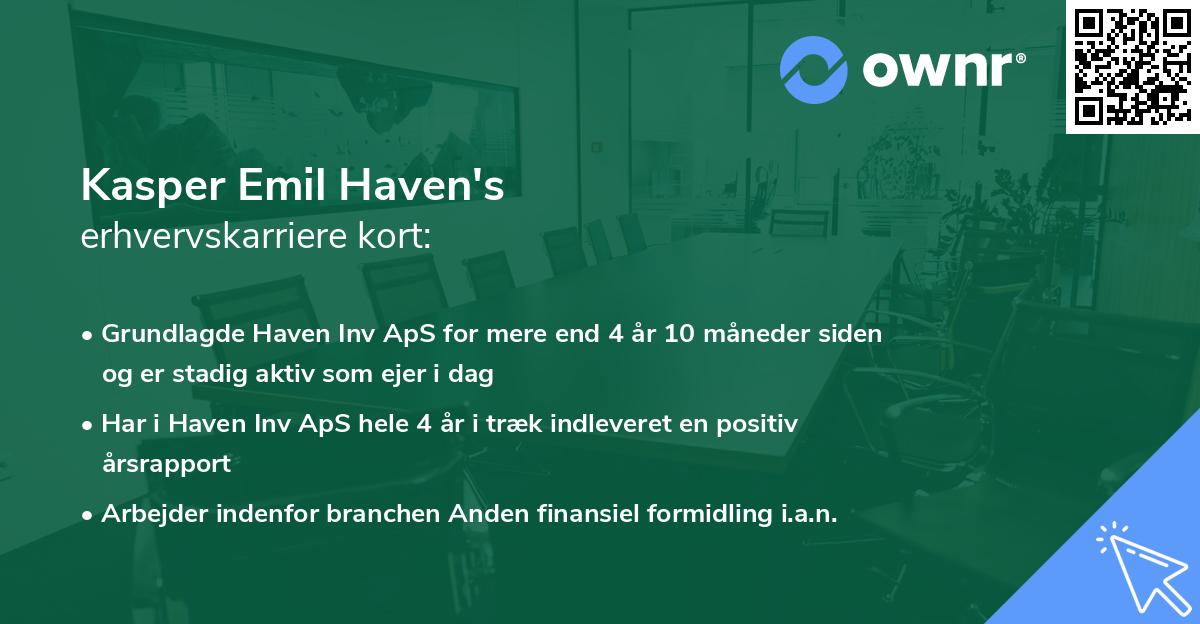 Kasper Emil Haven's erhvervskarriere kort