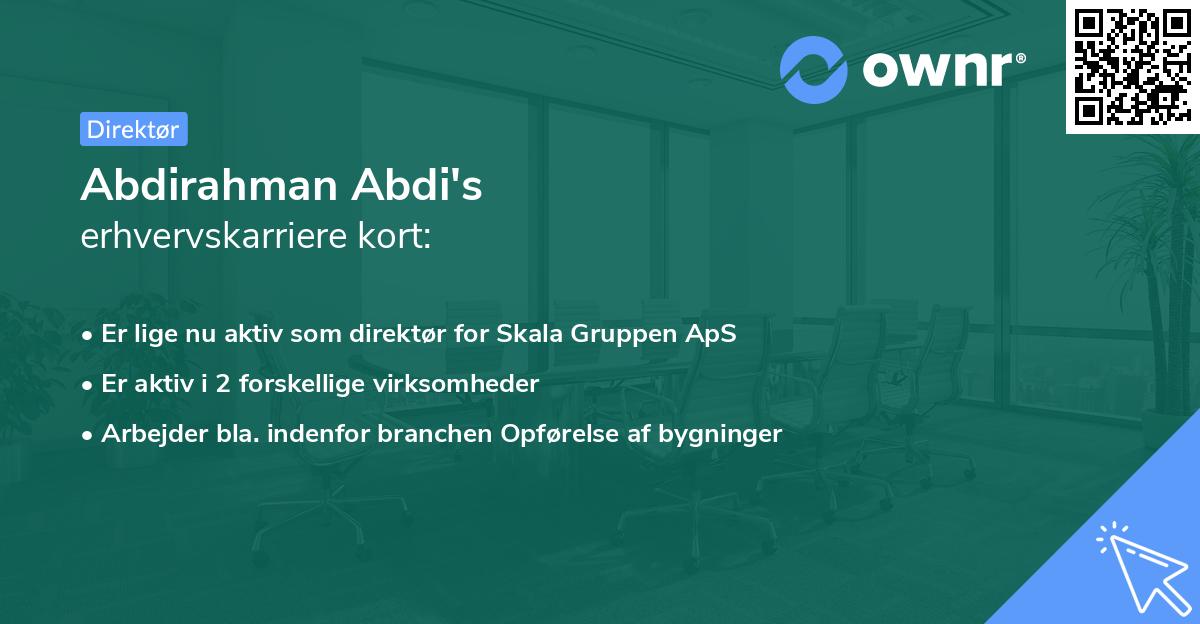 Abdirahman Abdi's erhvervskarriere kort