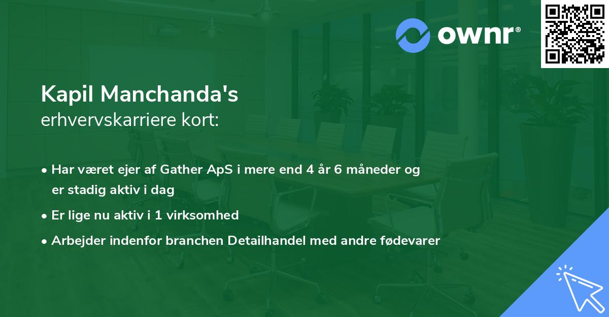 Kapil Manchanda's erhvervskarriere kort