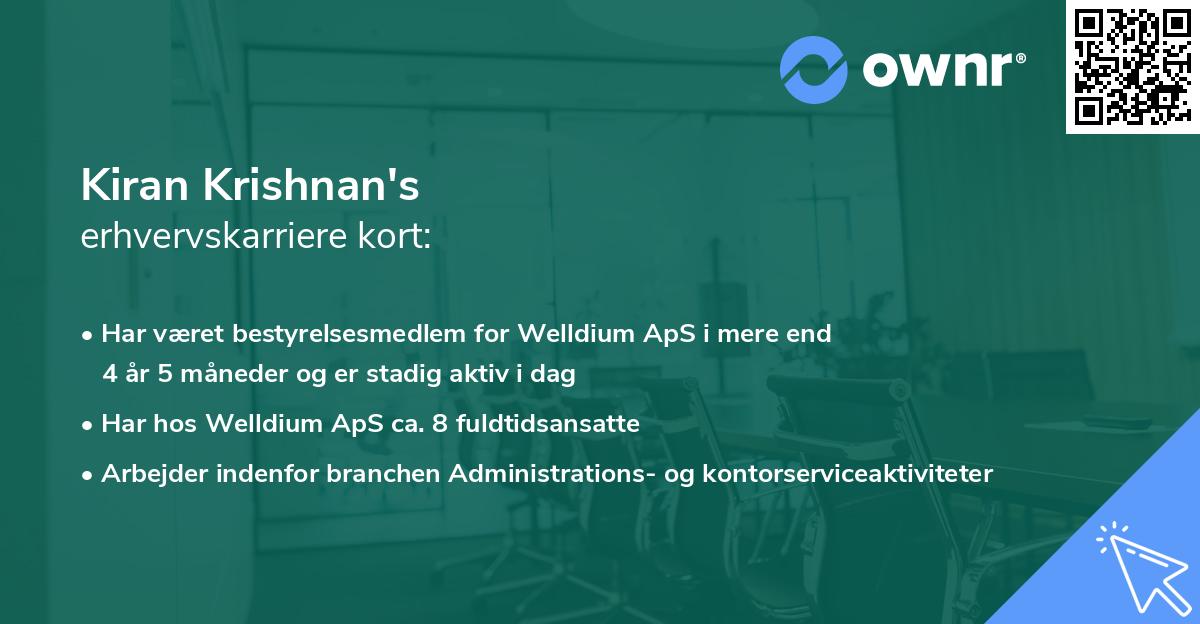 Kiran Krishnan's erhvervskarriere kort