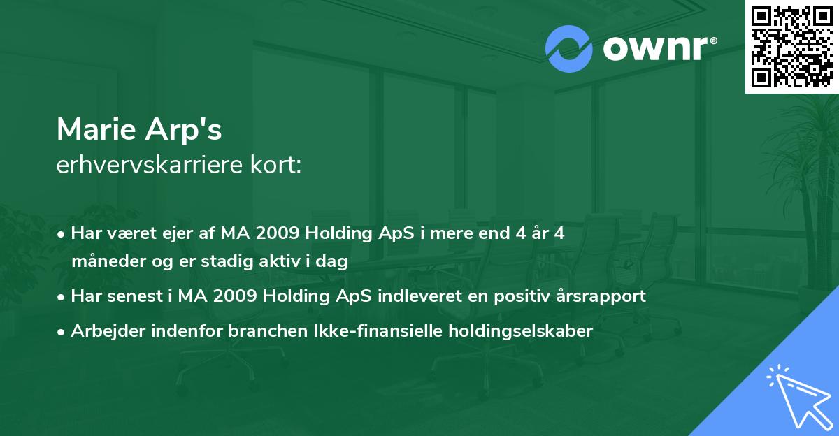 Marie Arp's erhvervskarriere kort