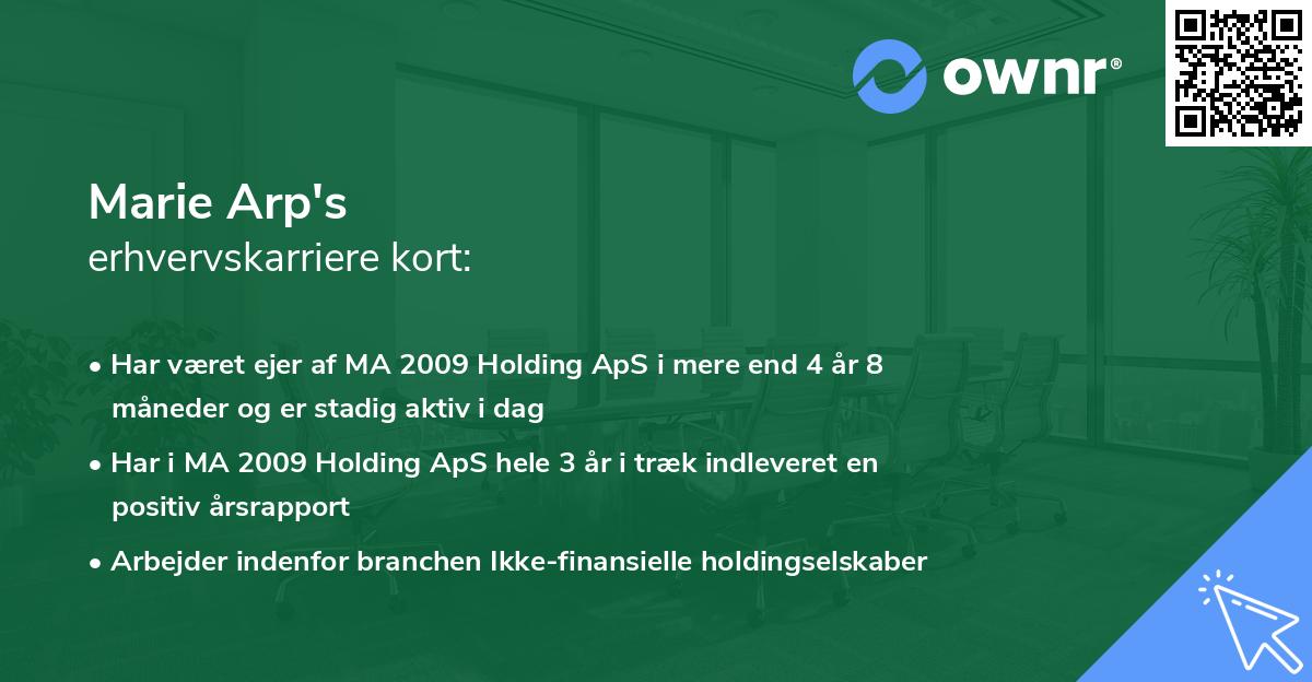 Marie Arp's erhvervskarriere kort