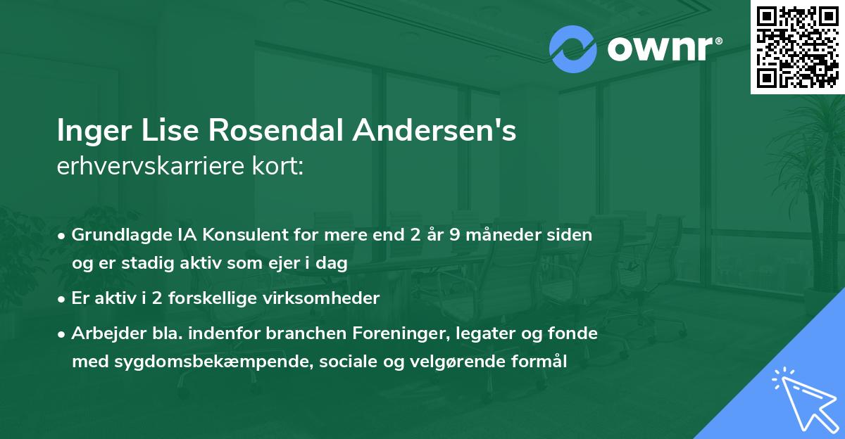 Inger Lise Rosendal Andersen's erhvervskarriere kort