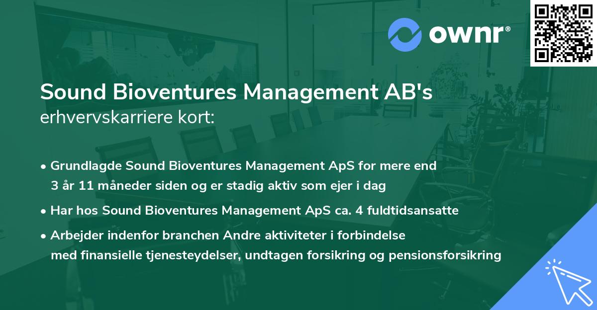 Sound Bioventures Management AB's erhvervskarriere kort