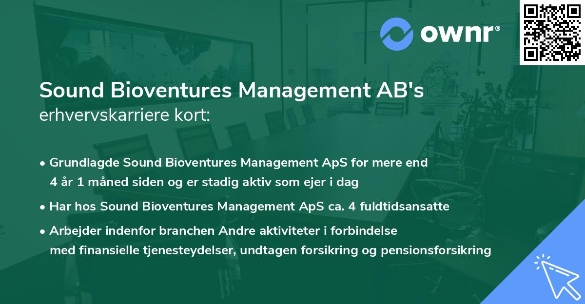 Sound Bioventures Management AB's erhvervskarriere kort