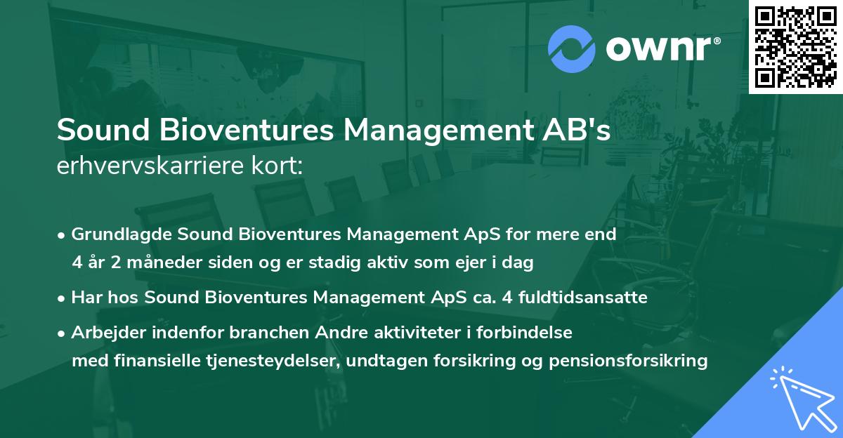 Sound Bioventures Management AB's erhvervskarriere kort