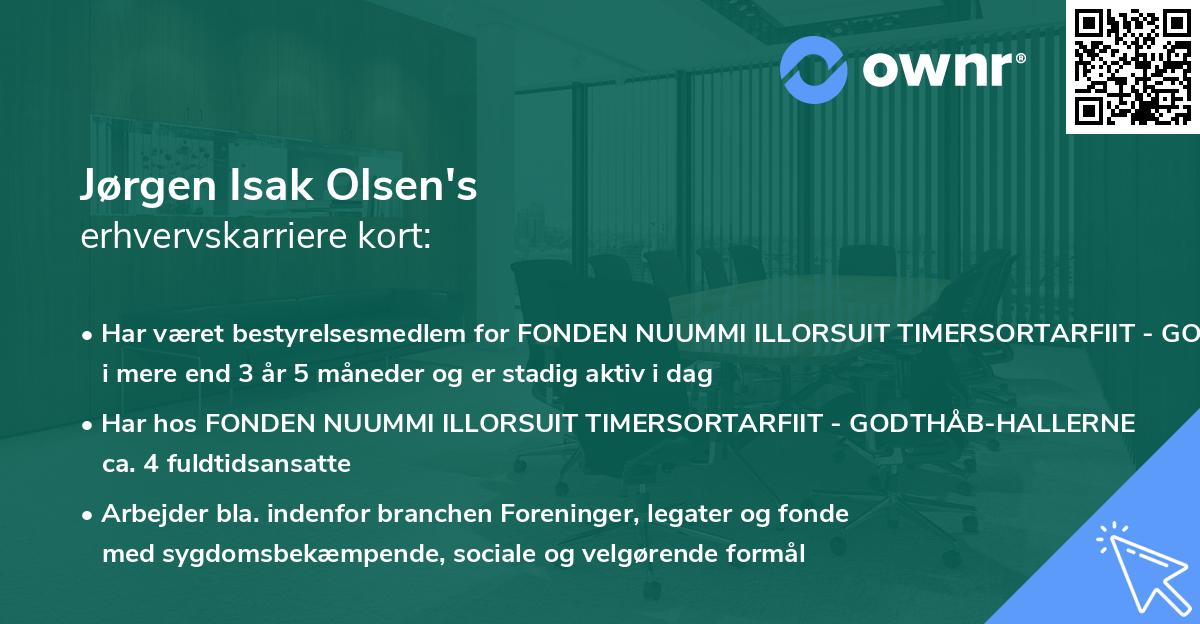 Jørgen Isak Olsen's erhvervskarriere kort