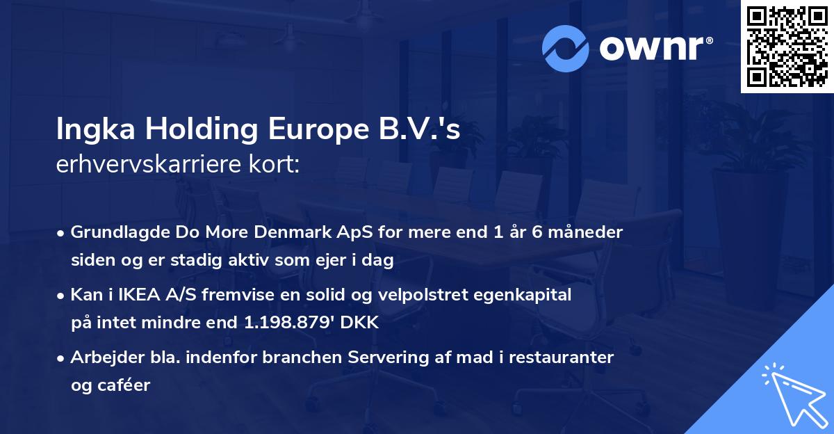 Ingka Holding Europe B.V.'s erhvervskarriere kort