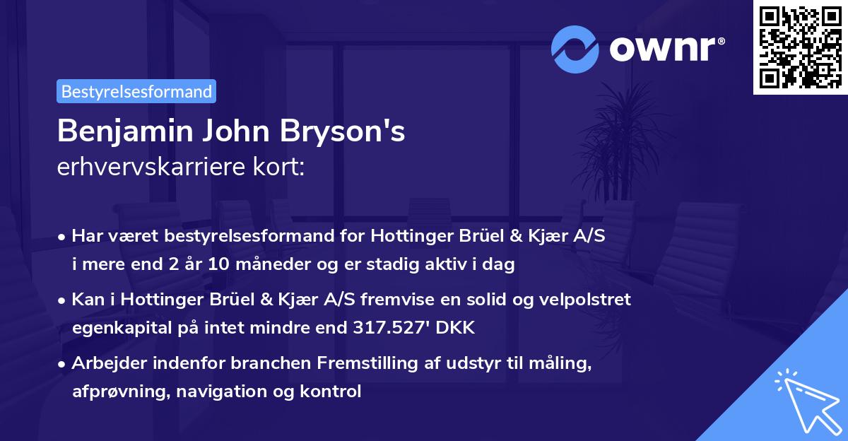 Benjamin John Bryson's erhvervskarriere kort