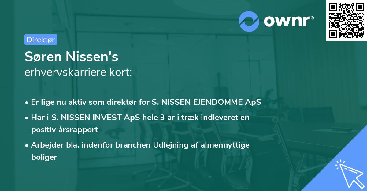 Søren Nissen's erhvervskarriere kort