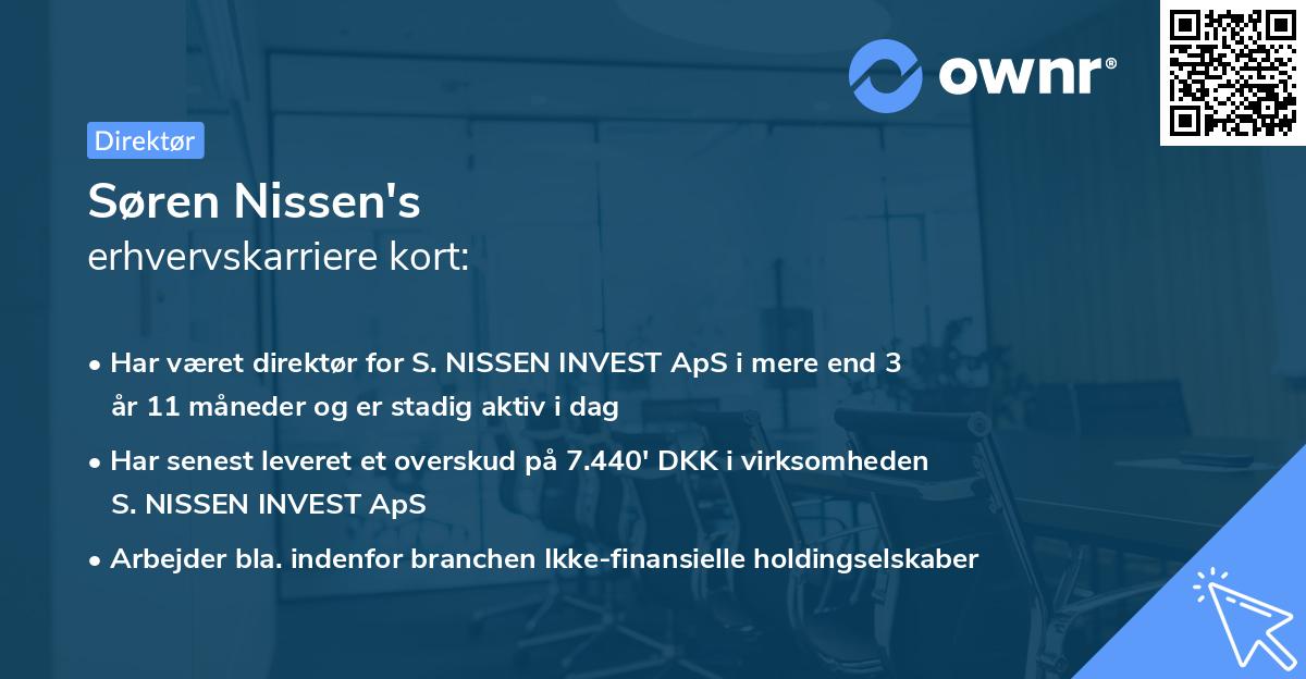 Søren Nissen's erhvervskarriere kort