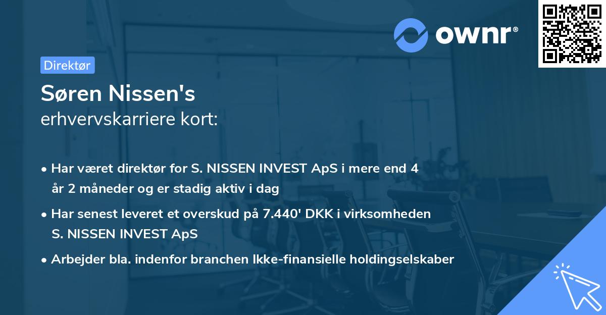 Søren Nissen's erhvervskarriere kort