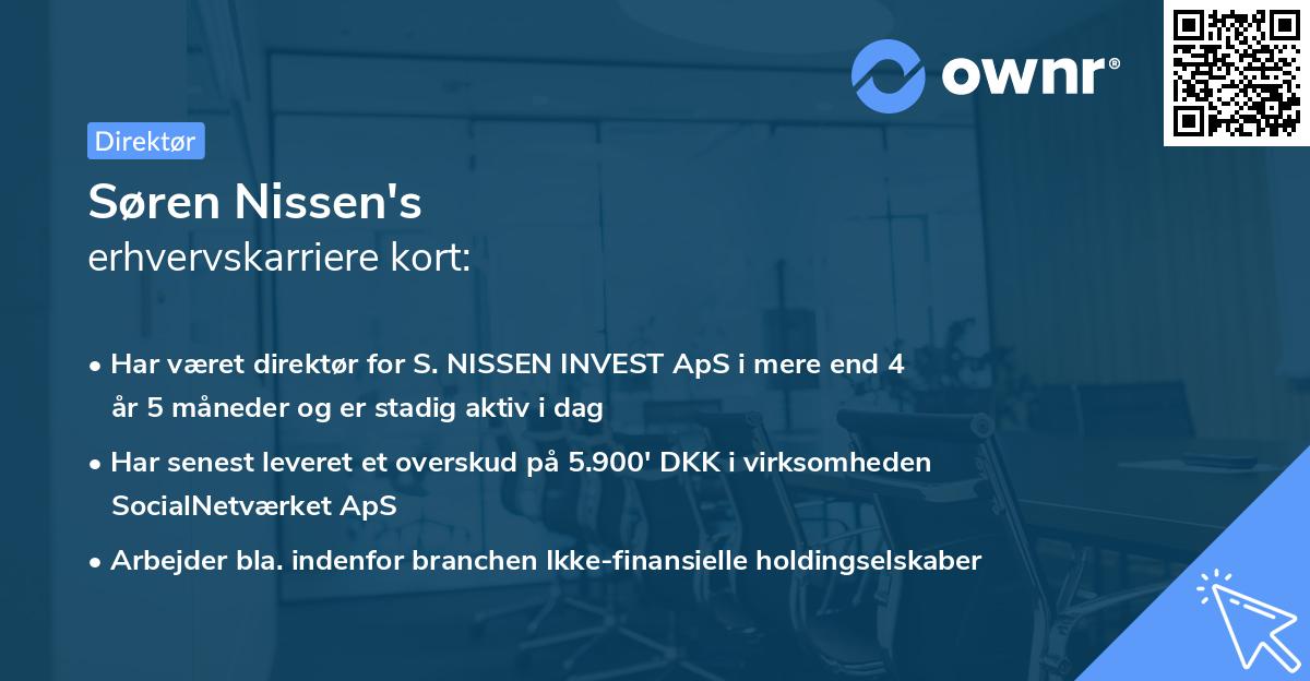 Søren Nissen's erhvervskarriere kort