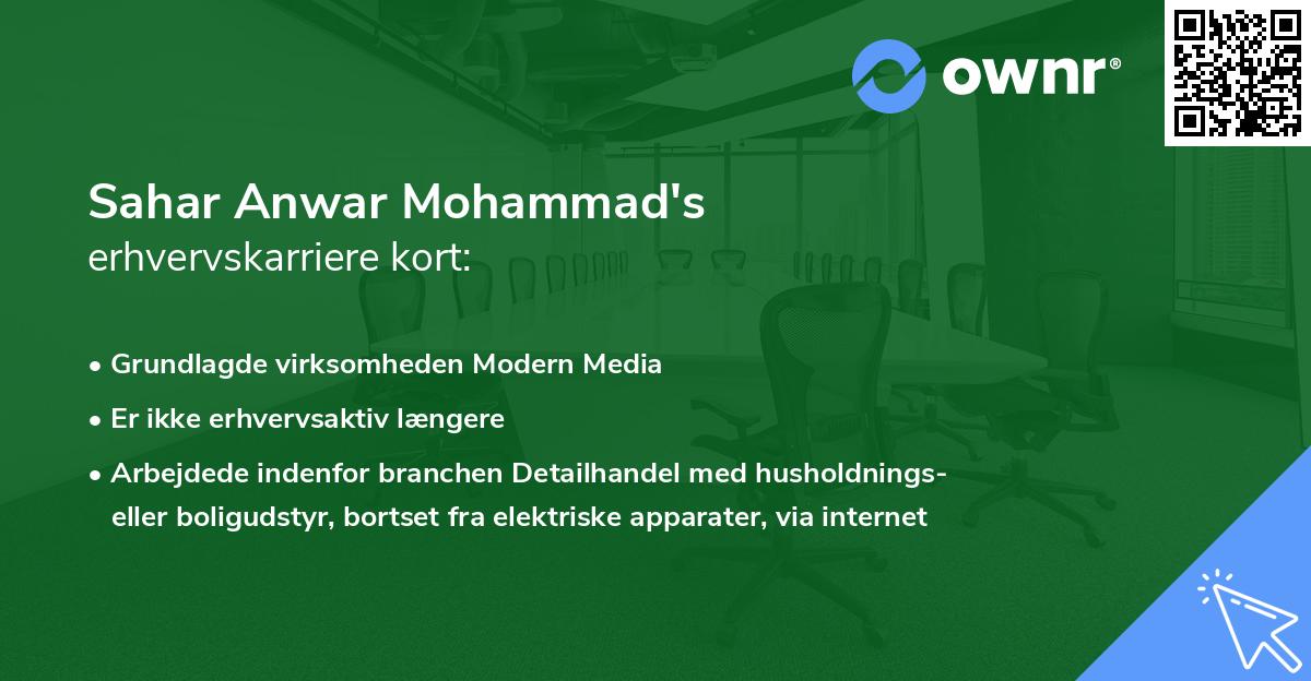 Sahar Anwar Mohammad's erhvervskarriere kort