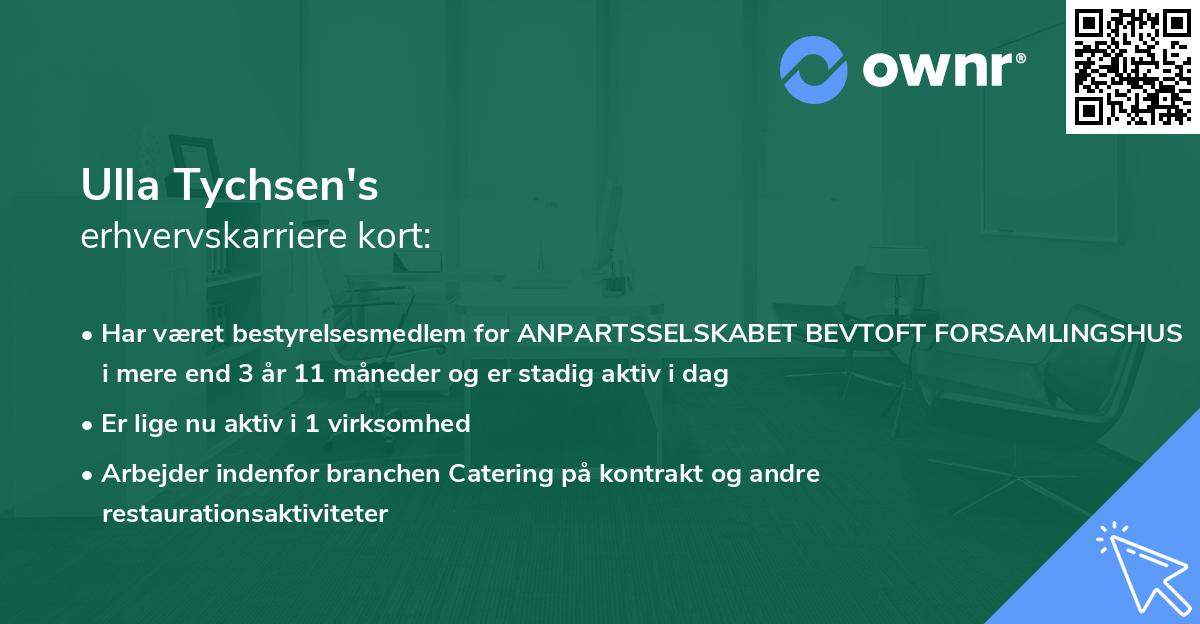 Ulla Tychsen's erhvervskarriere kort