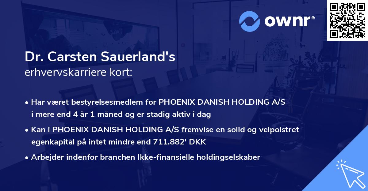 Dr. Carsten Sauerland's erhvervskarriere kort