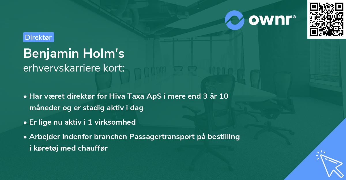 Benjamin Holm's erhvervskarriere kort