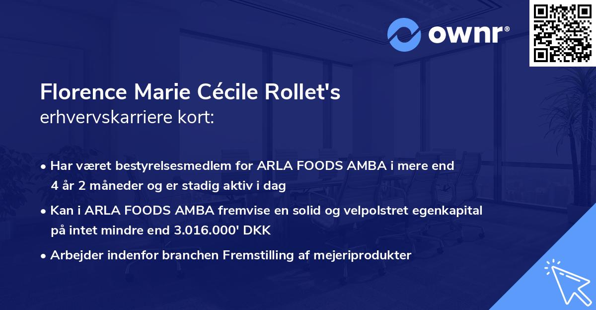 Florence Marie Cécile Rollet's erhvervskarriere kort