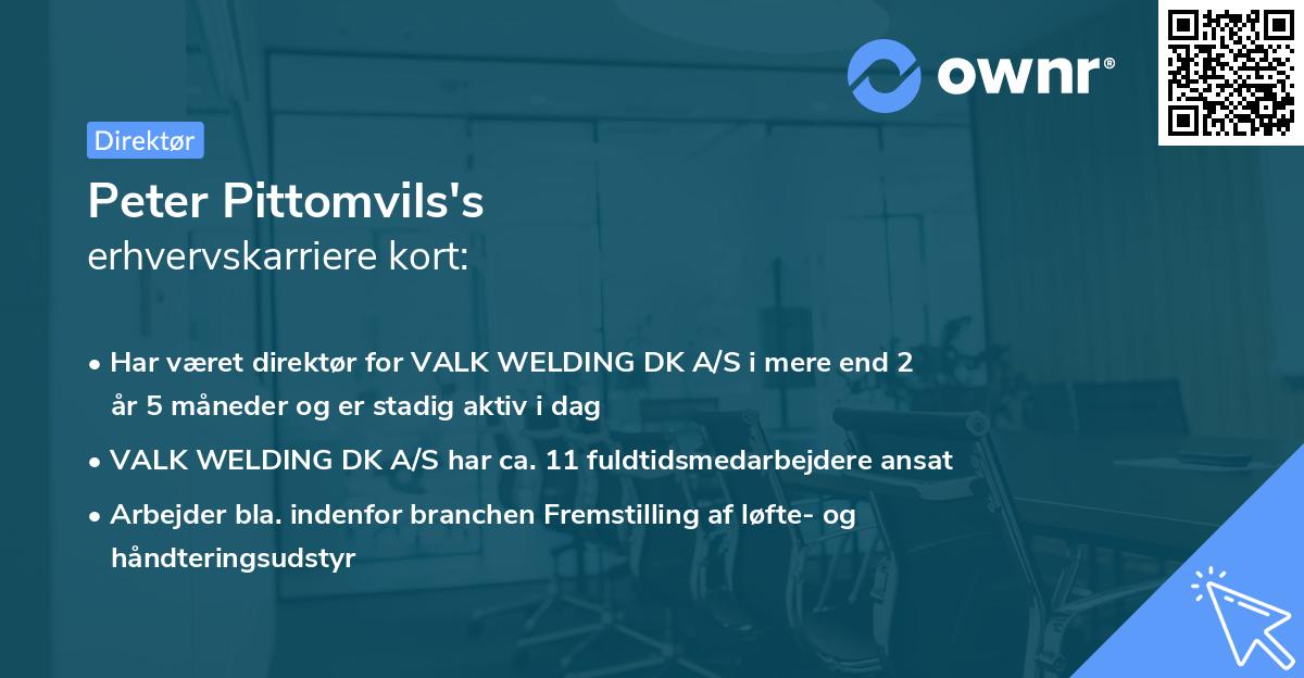 Peter Pittomvils's erhvervskarriere kort