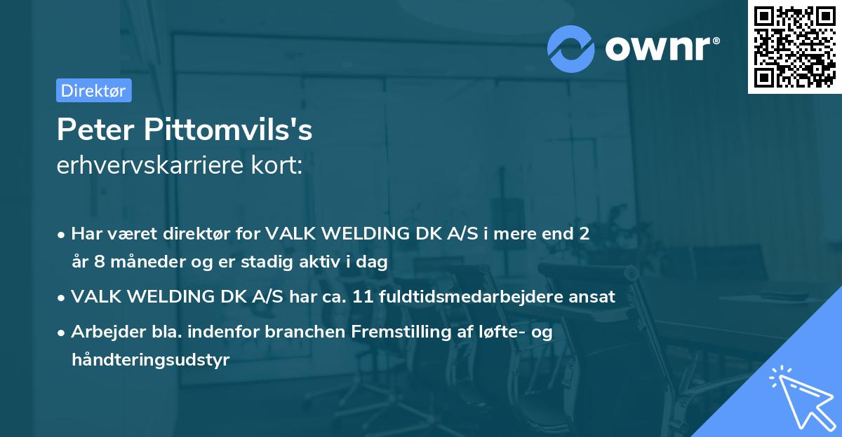 Peter Pittomvils's erhvervskarriere kort
