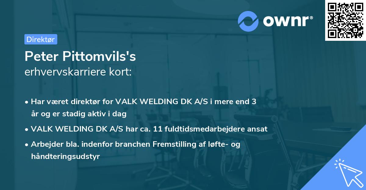 Peter Pittomvils's erhvervskarriere kort