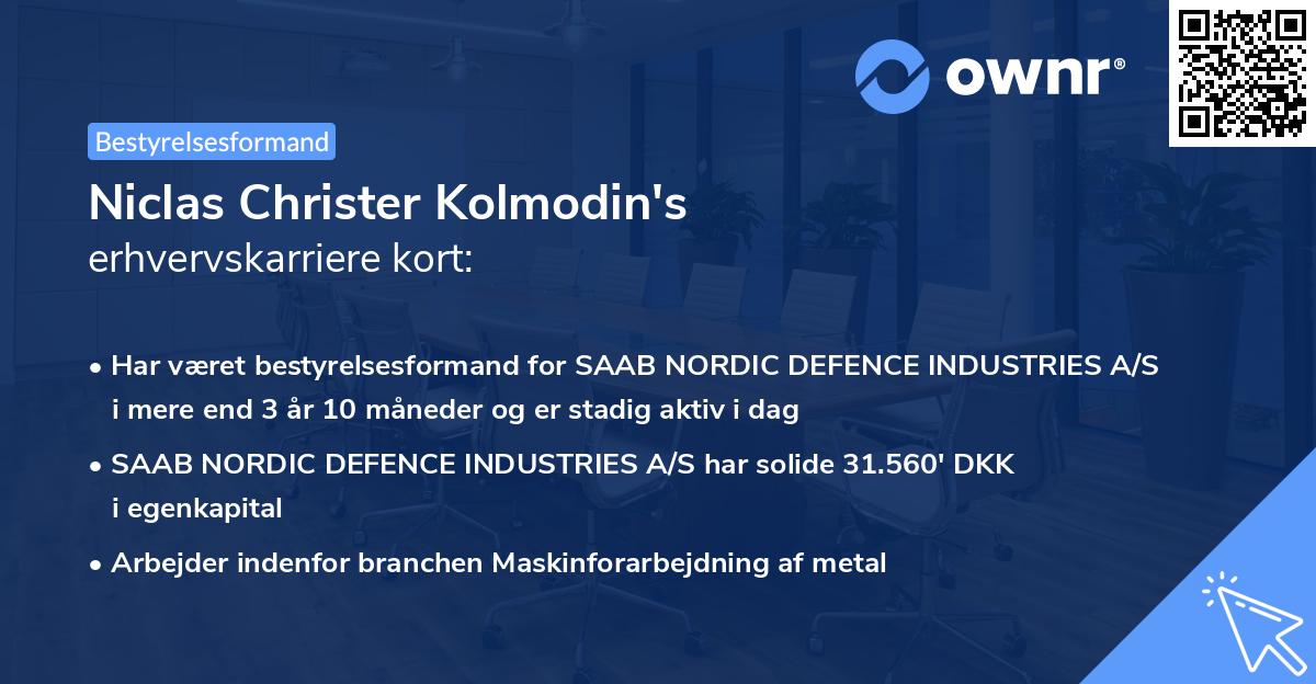 Niclas Christer Kolmodin's erhvervskarriere kort