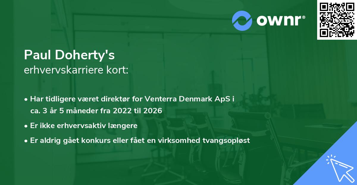 Paul Doherty's erhvervskarriere kort