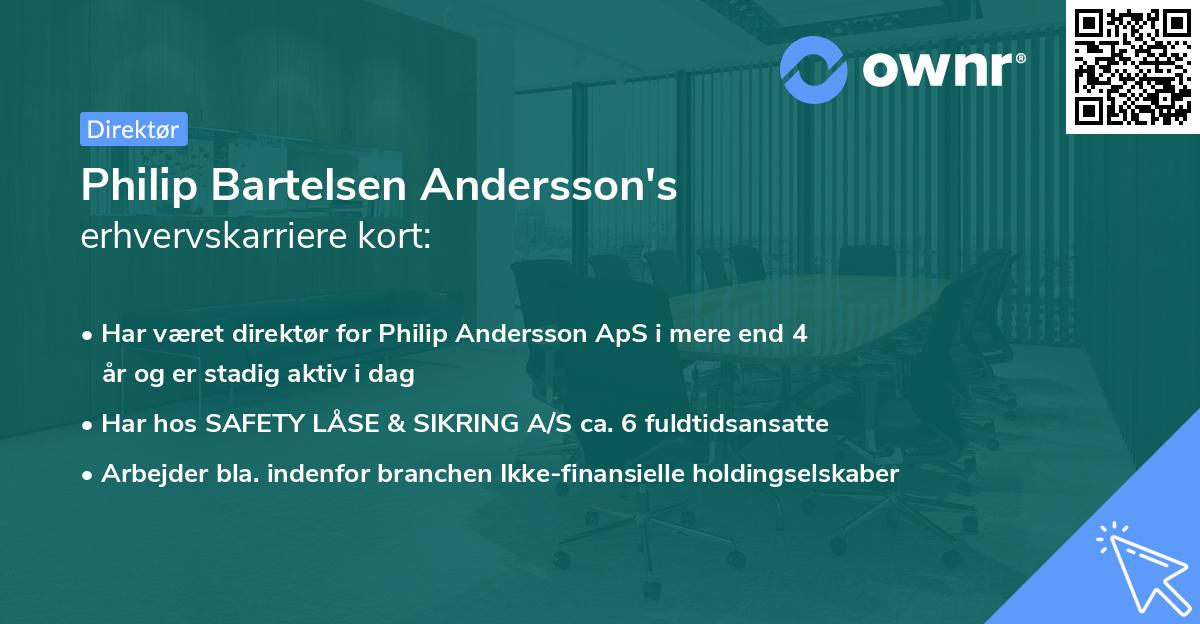 Philip Bartelsen Andersson's erhvervskarriere kort