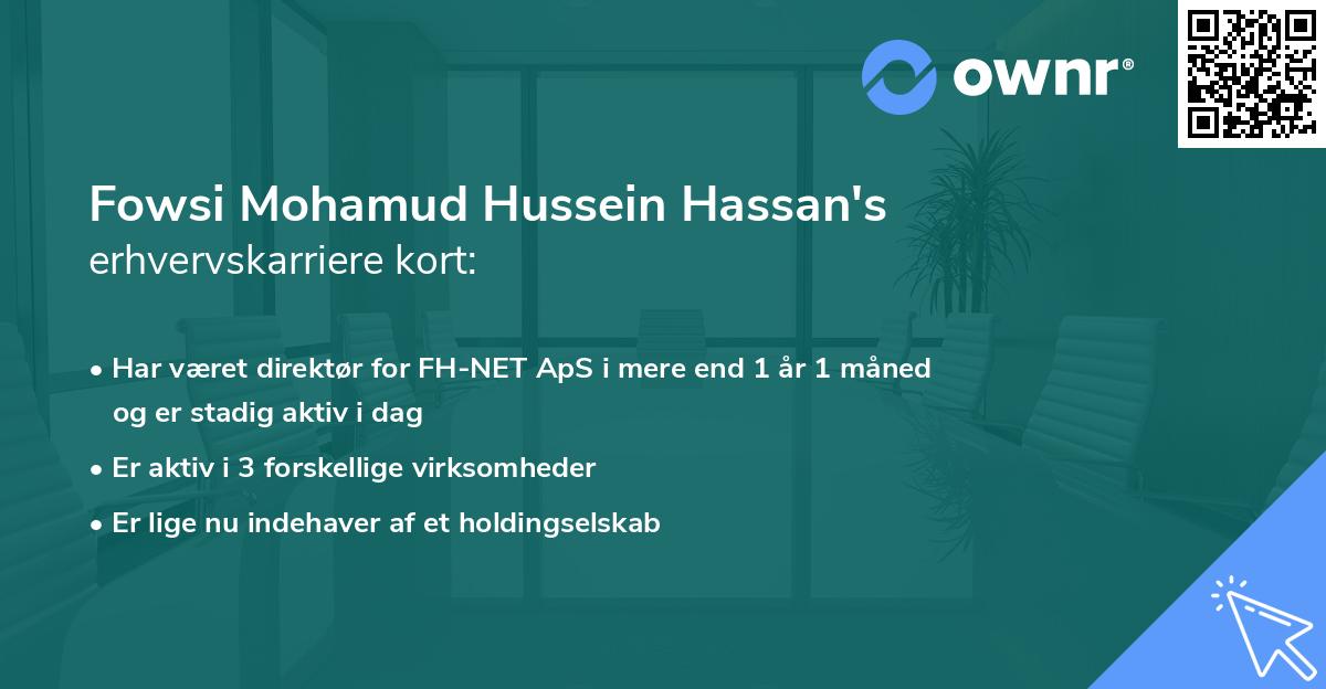 Fowsi Mohamud Hussein Hassan's erhvervskarriere kort