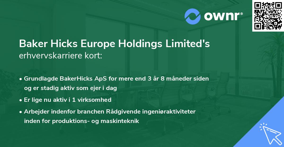 Baker Hicks Europe Holdings Limited's erhvervskarriere kort