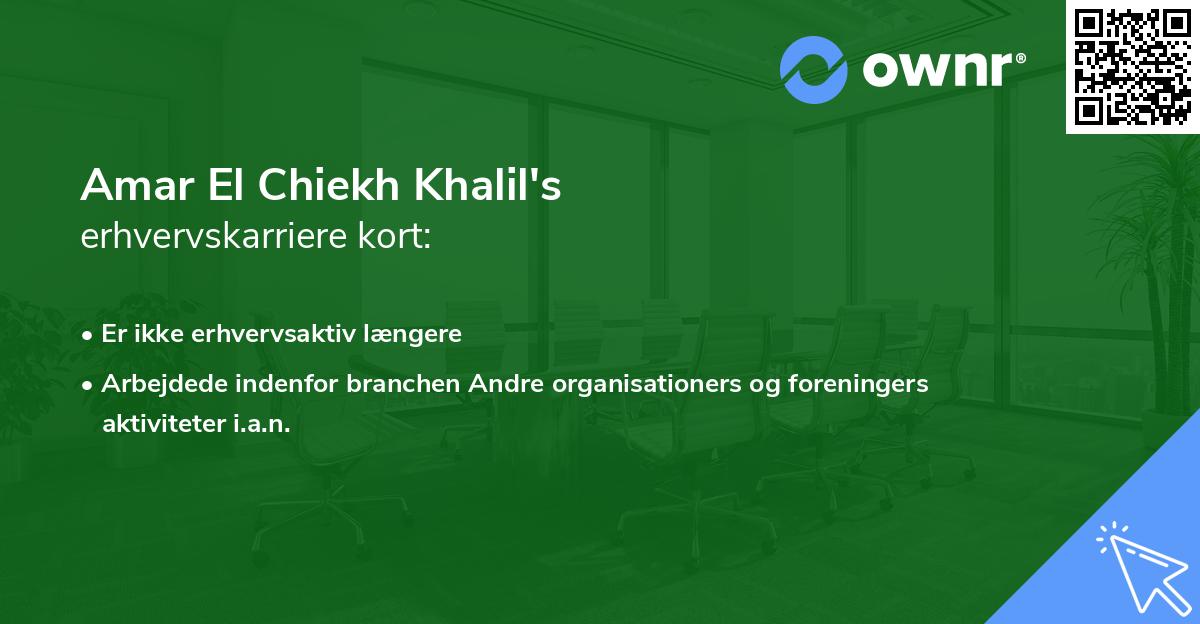 Amar El Chiekh Khalil's erhvervskarriere kort
