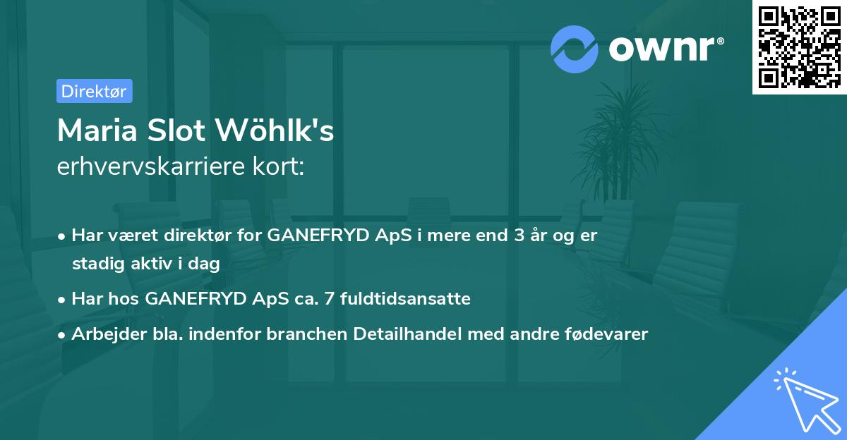 Maria Slot Wöhlk's erhvervskarriere kort