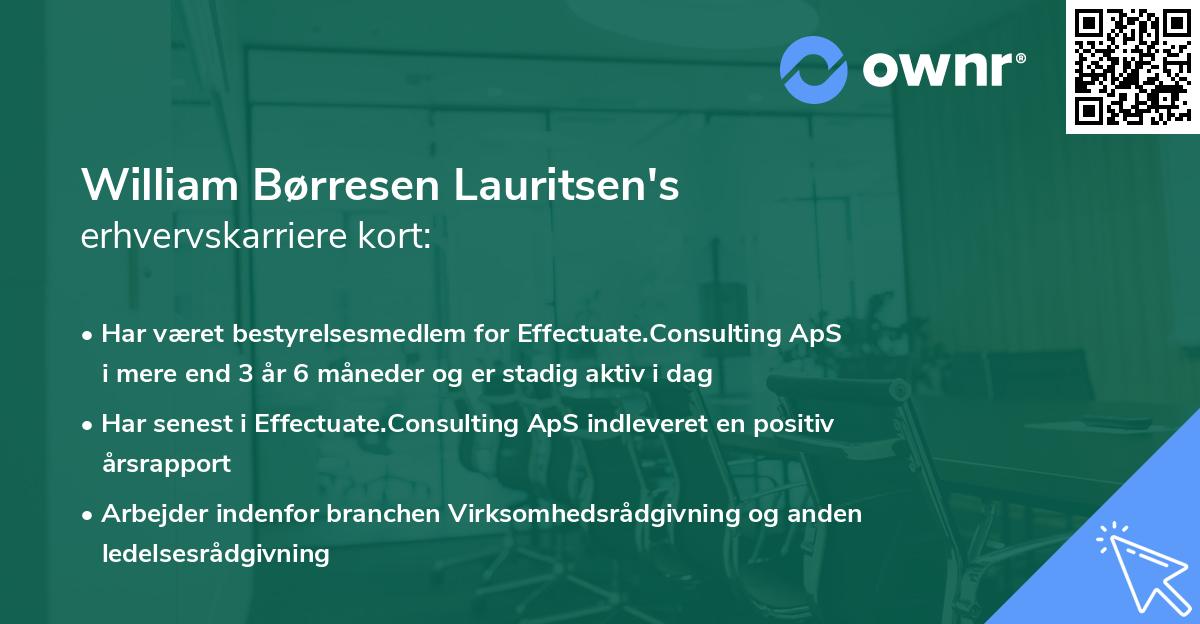 William Børresen Lauritsen's erhvervskarriere kort