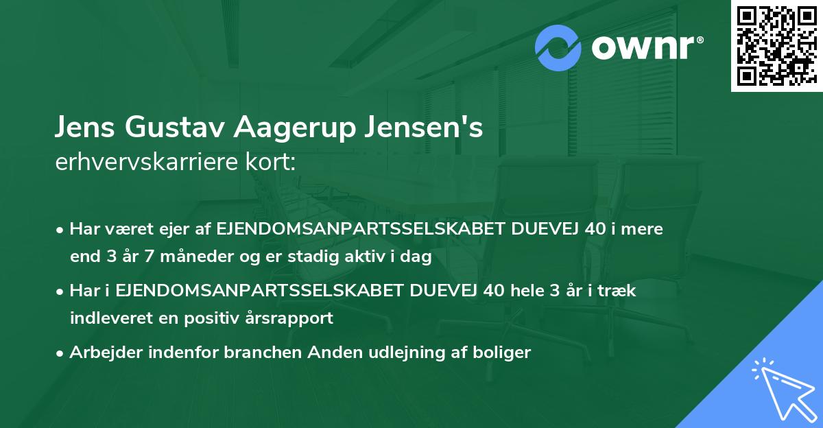 Jens Gustav Aagerup Jensen's erhvervskarriere kort