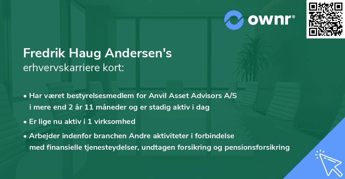 Fredrik Haug Andersen's erhvervskarriere kort