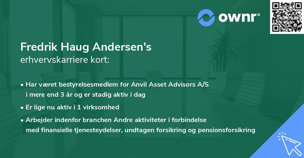 Fredrik Haug Andersen's erhvervskarriere kort