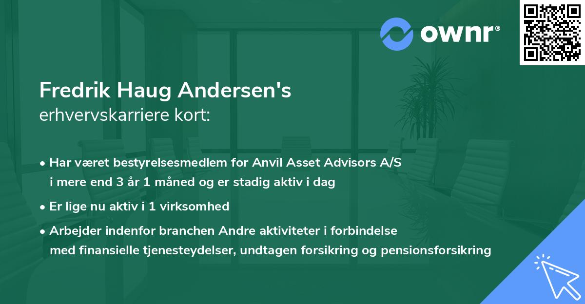 Fredrik Haug Andersen's erhvervskarriere kort
