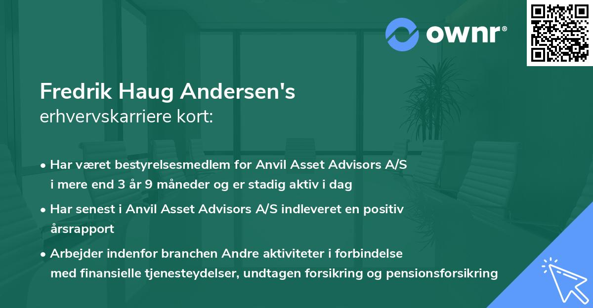 Fredrik Haug Andersen's erhvervskarriere kort