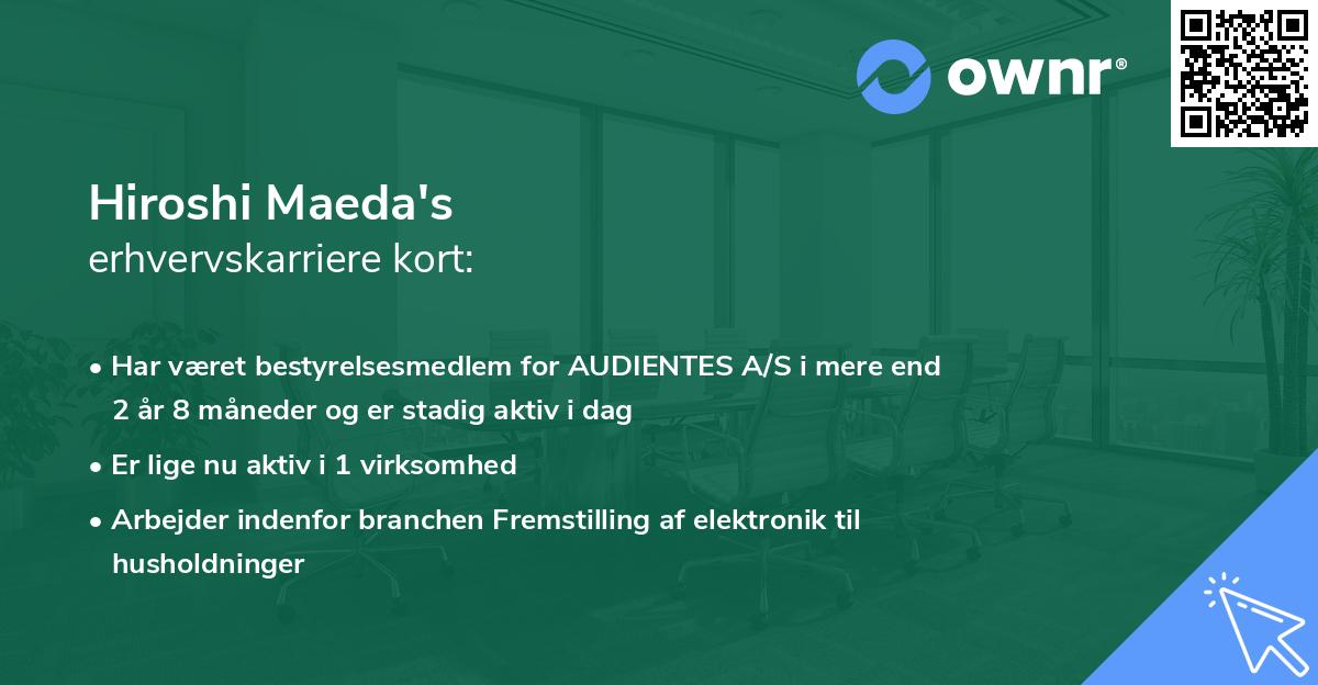 Hiroshi Maeda's erhvervskarriere kort