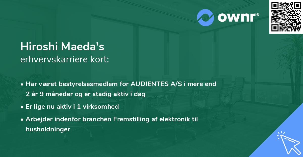 Hiroshi Maeda's erhvervskarriere kort