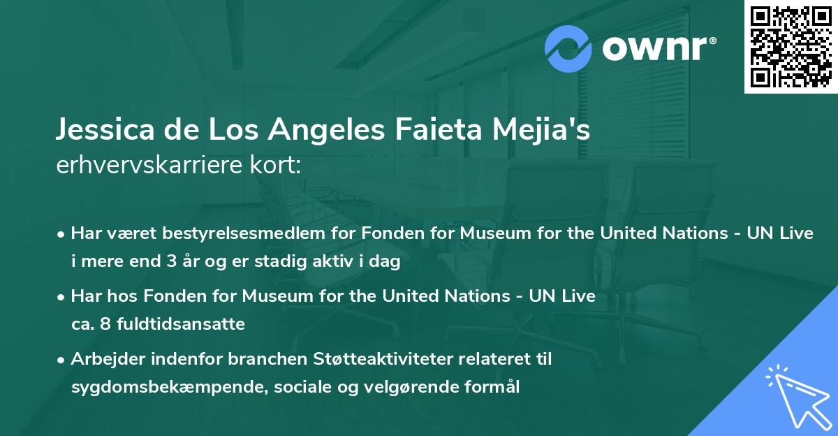 Jessica de Los Angeles Faieta Mejia's erhvervskarriere kort