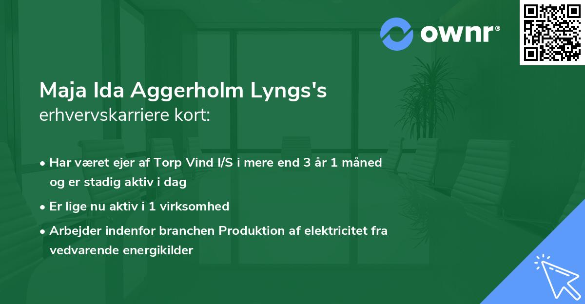Maja Ida Aggerholm Lyngs's erhvervskarriere kort