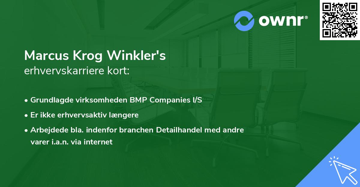 Marcus Krog Winkler's erhvervskarriere kort